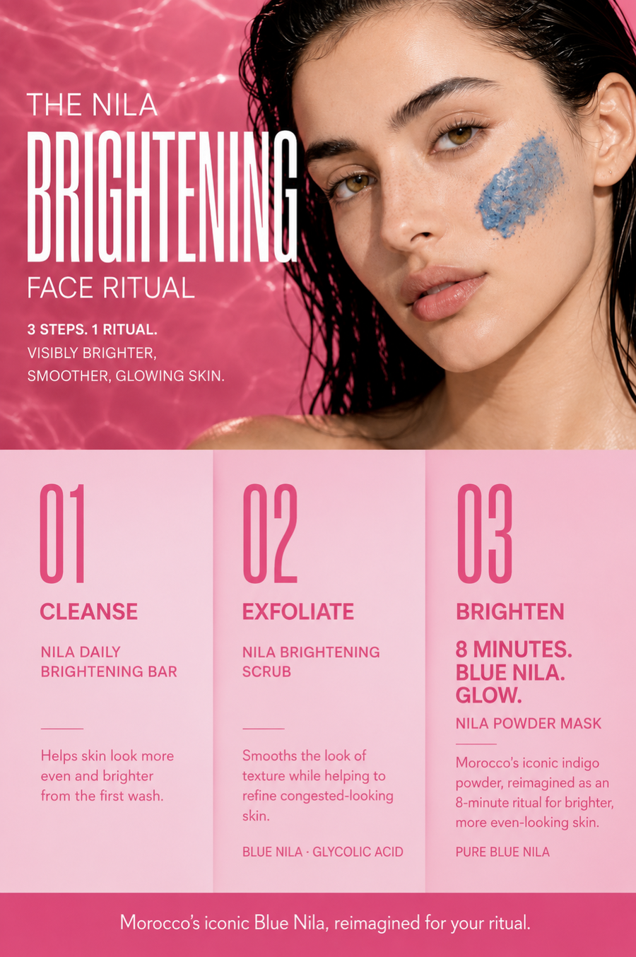 Three-step Moroccan Nila face ritual for brighter, more even-looking skin