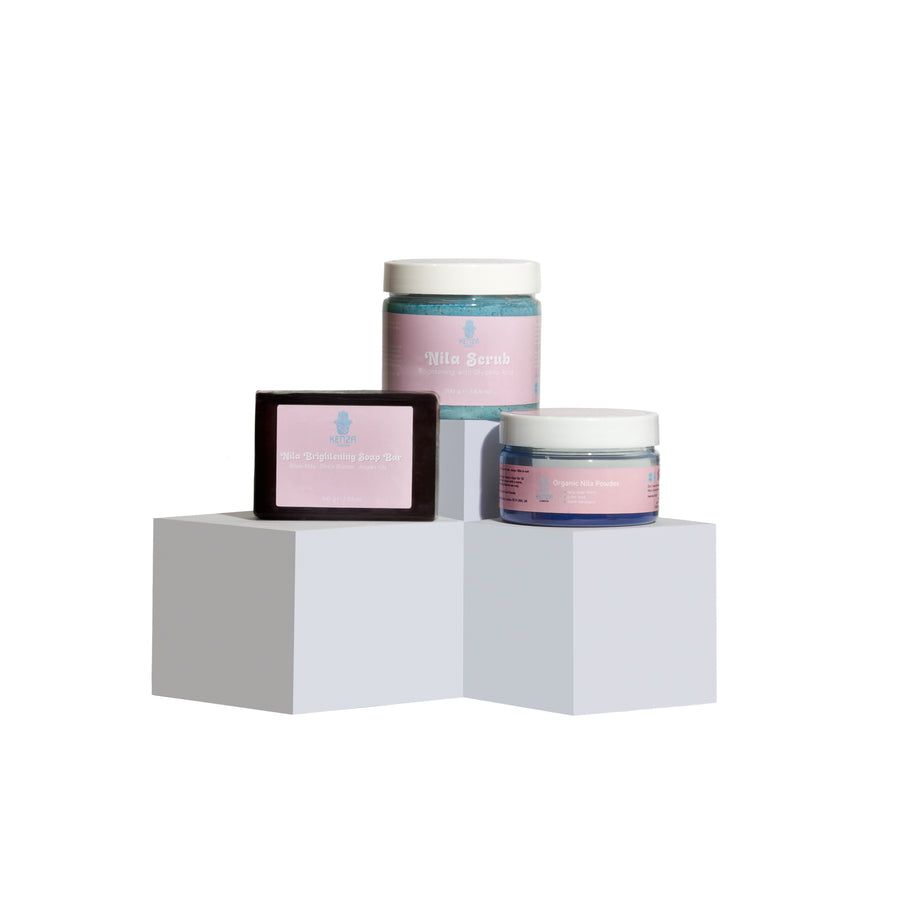 Nila Brightening Face Ritual with Glycolic Acid + Exfoliating Soap Pouch
