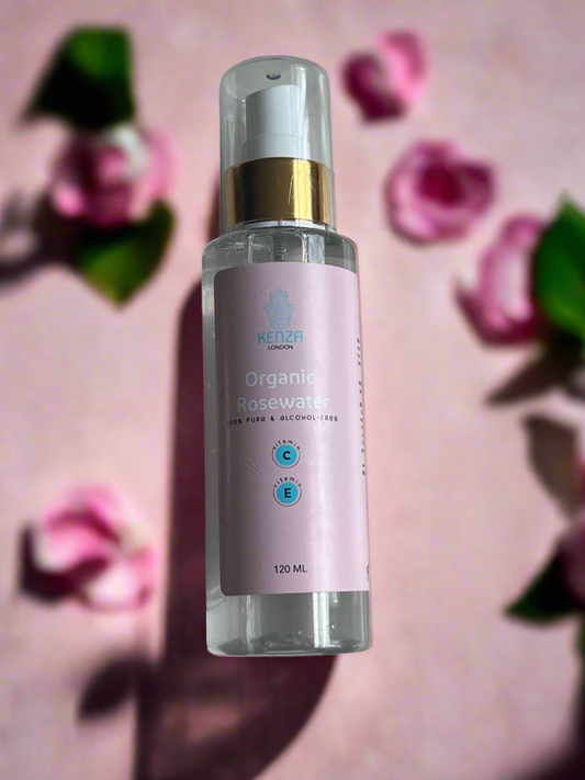 Organic Rosewater -  Enriched with Vitamin C and E - KENZA LONDON